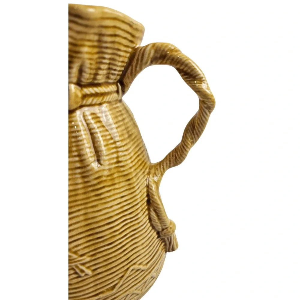 Sylvac 406 Vintage Ceramic Bag Pitcher Mustard Yellow Made in England 8.75in